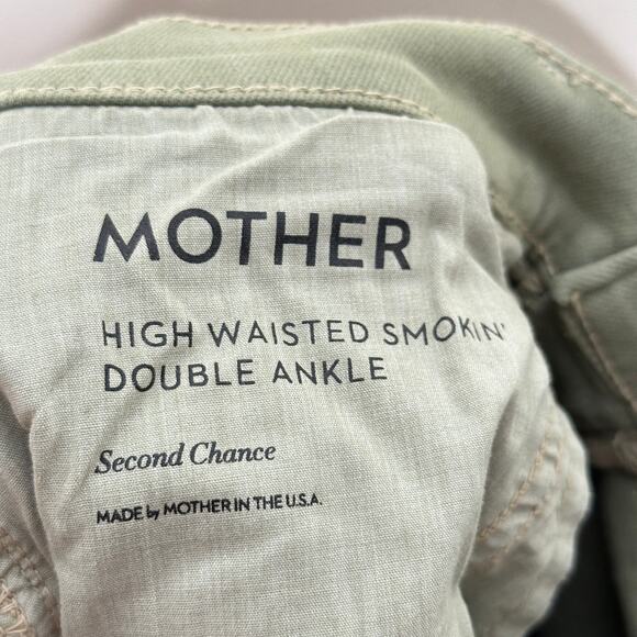 MOTHER High Waisted Smokin Double Ankle Jean Second Chance Oil Green Sz 30 {J38} - Picture 5 of 8